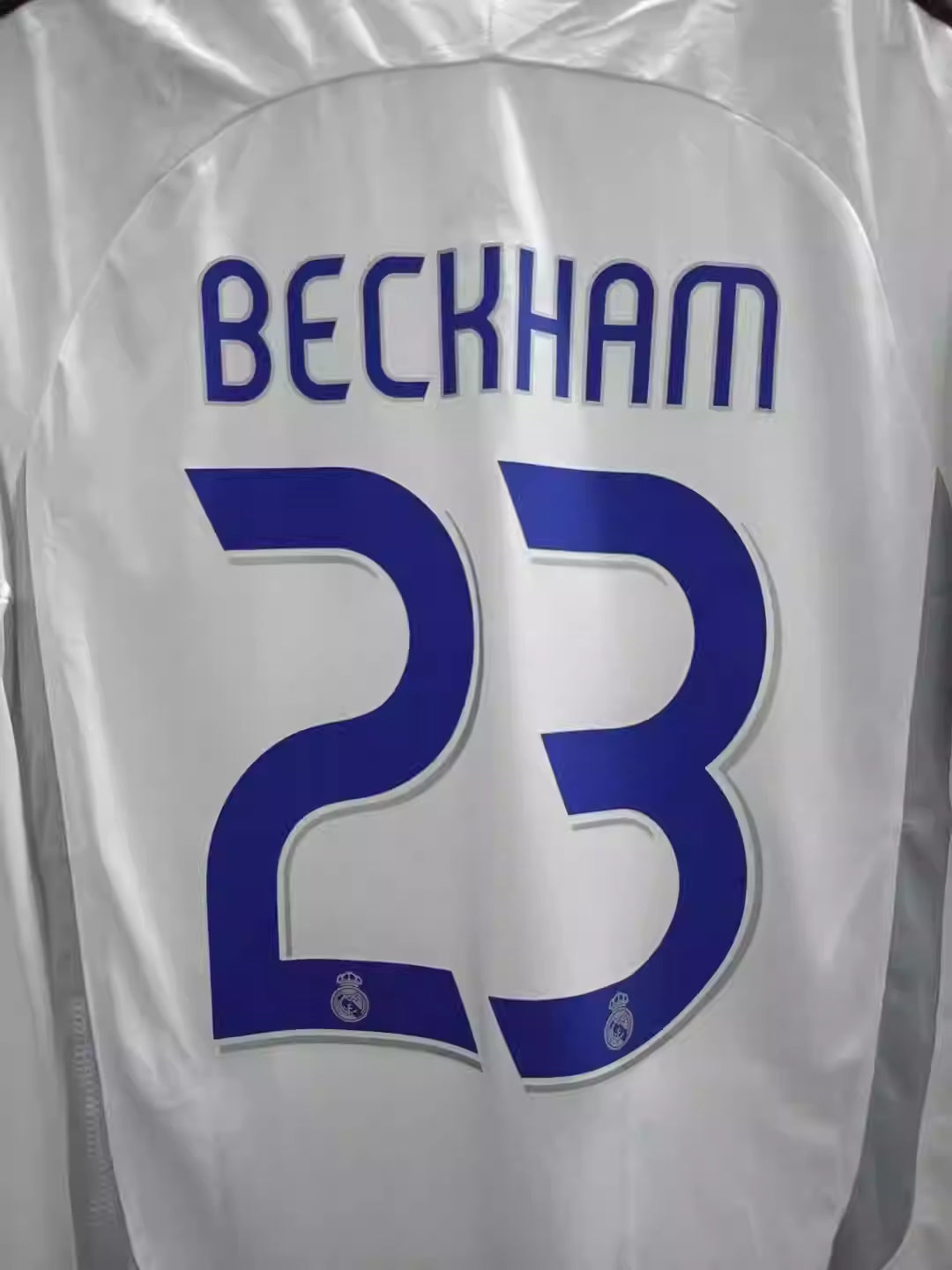 David Beckham Real Madrid 06 07 Home Premium Retro Jersey Long Sleeve