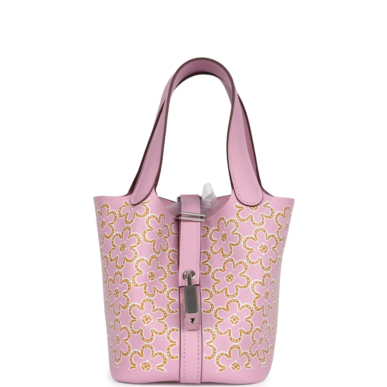 Hermès Micro Picotin Lock 14 “Lucky Daisy” Mauve Sylvestre Swift Palladium Hardware