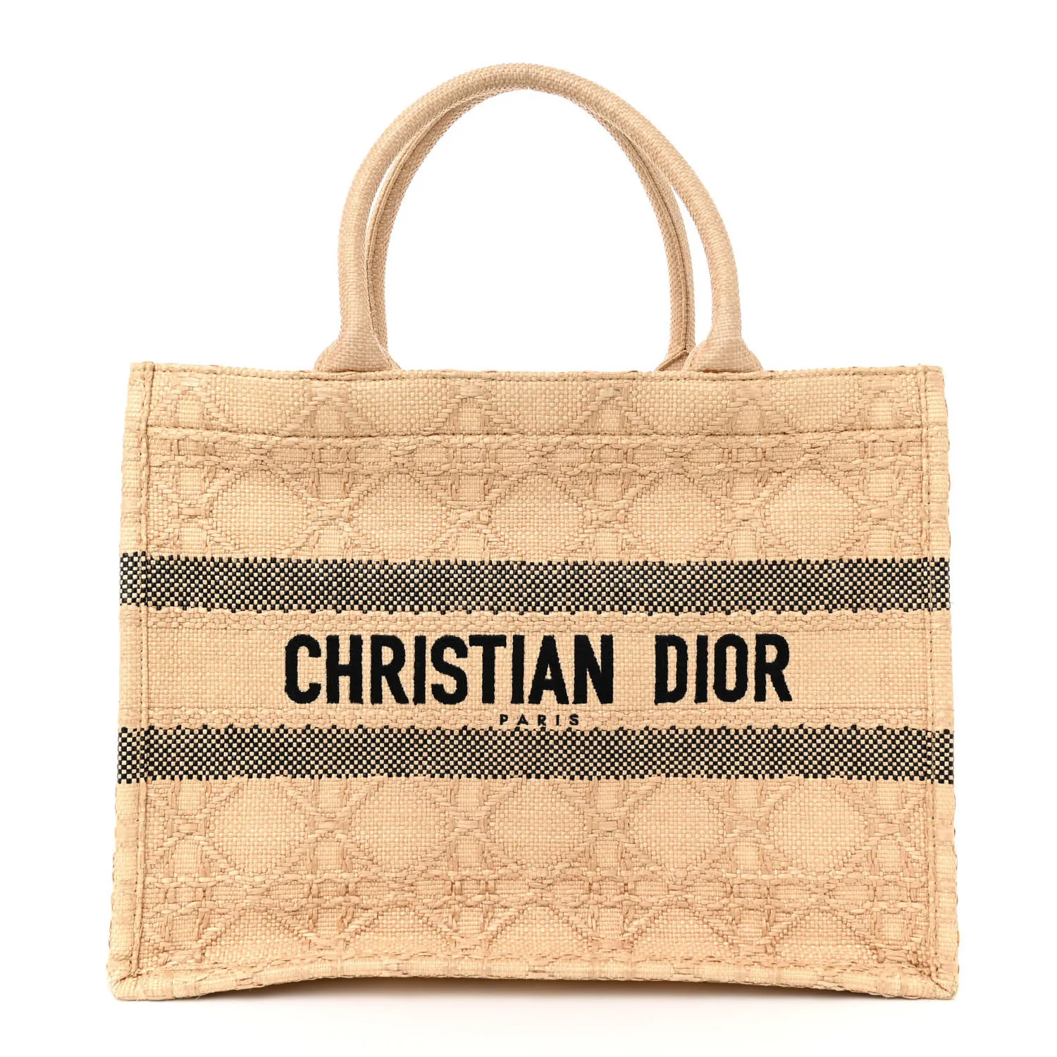 DIOR Raffia Cannage Medium Book Tote Natural