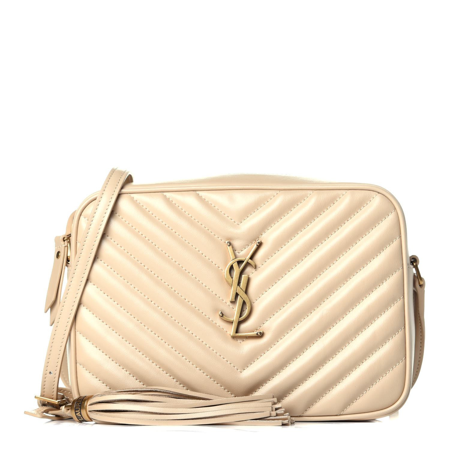 Saint Laurent Calfskin Matelasse Monogram Lou Camera Bag Ivory Natural