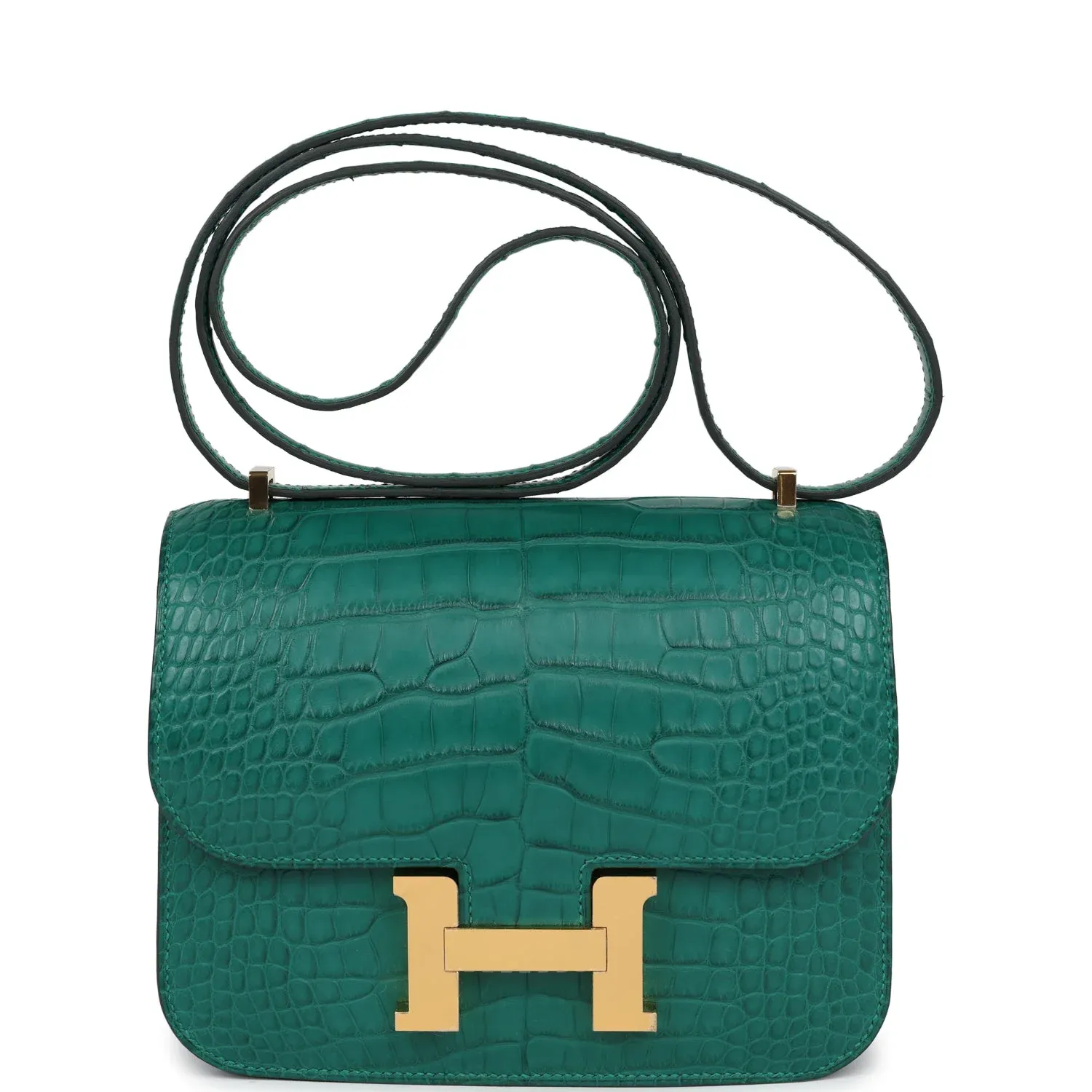 Hermès Constance 18 Malachite Matte Alligator Gold Hardware