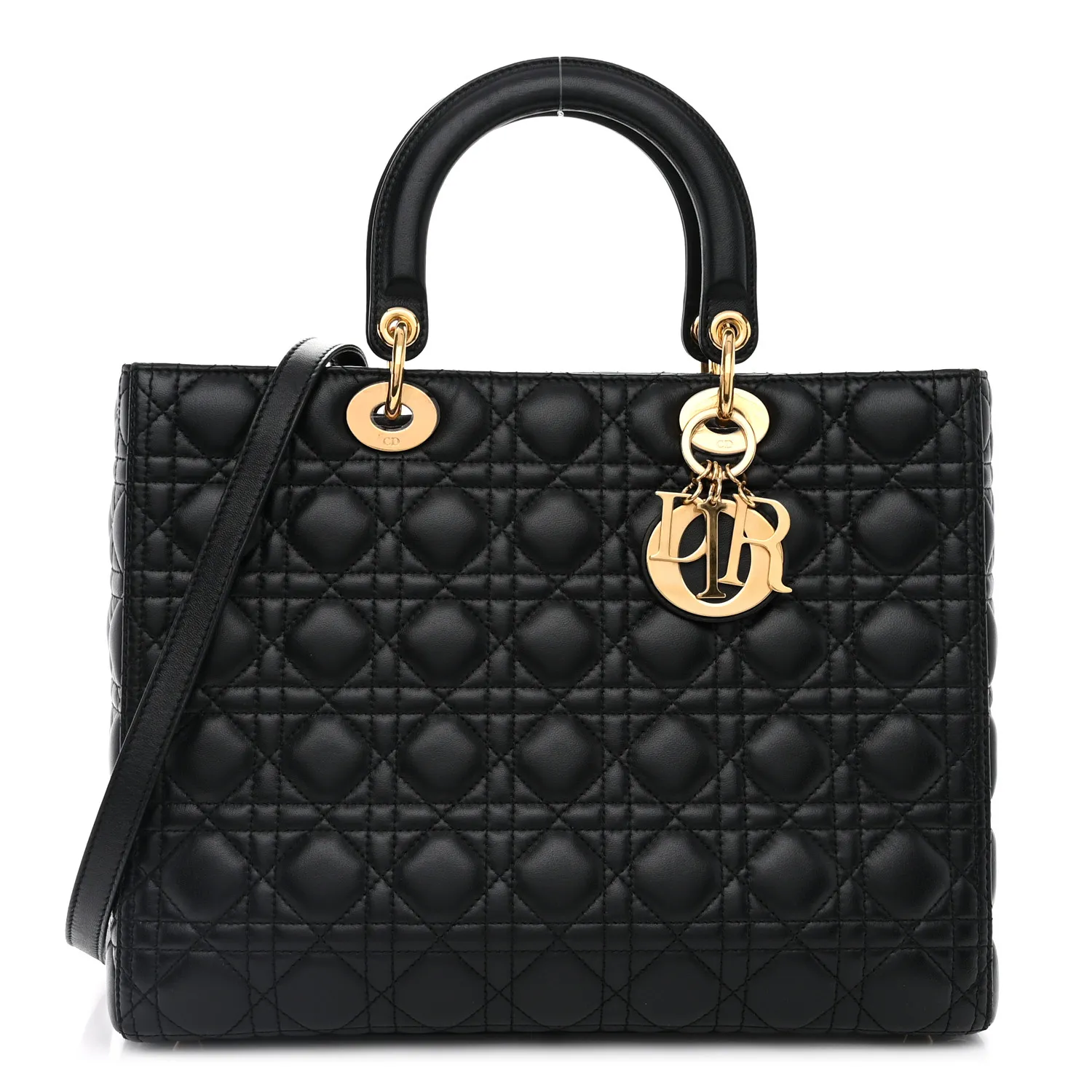 DIOR Lambskin Cannage Large Lady Dior Black