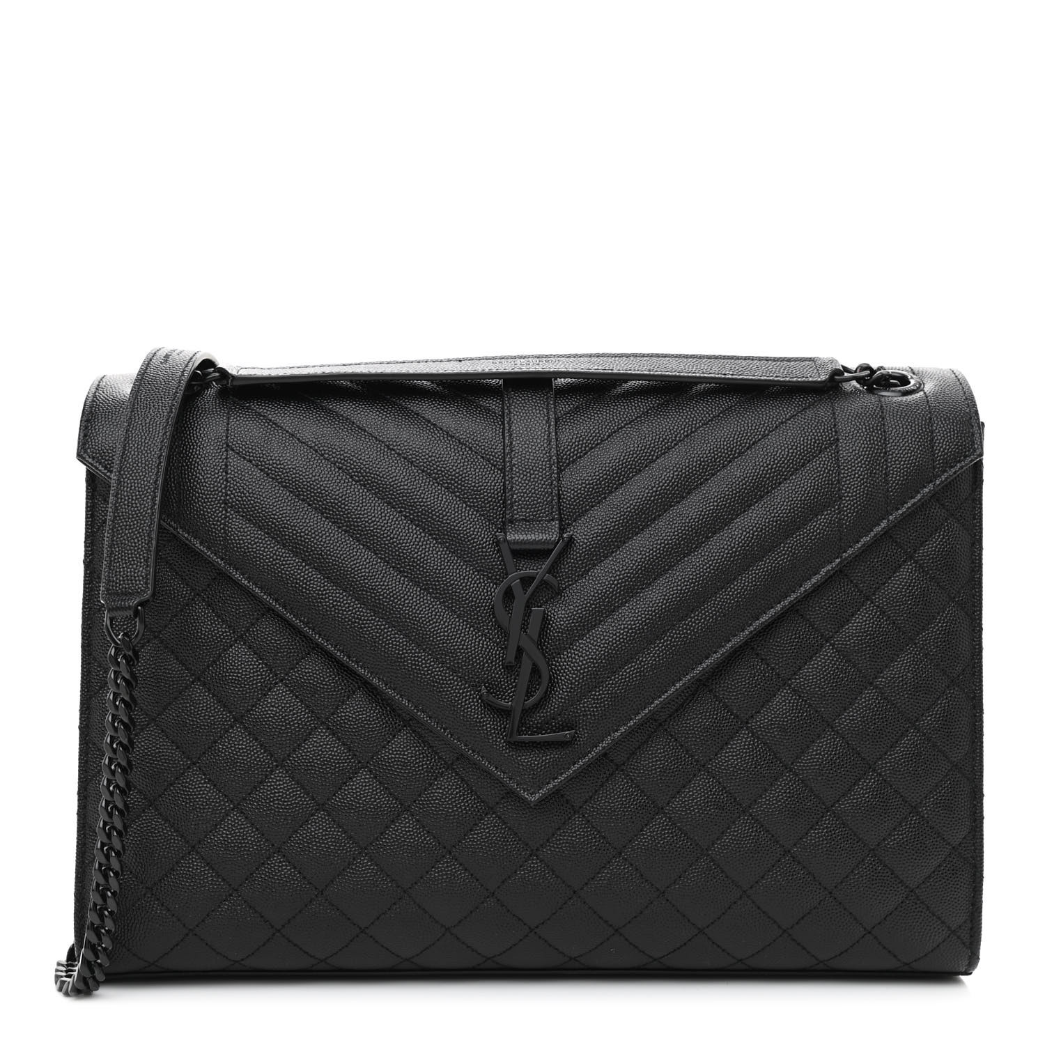 Saint Laurent Envelope Medium In Quilted Grain De Poudre Embossed Leather