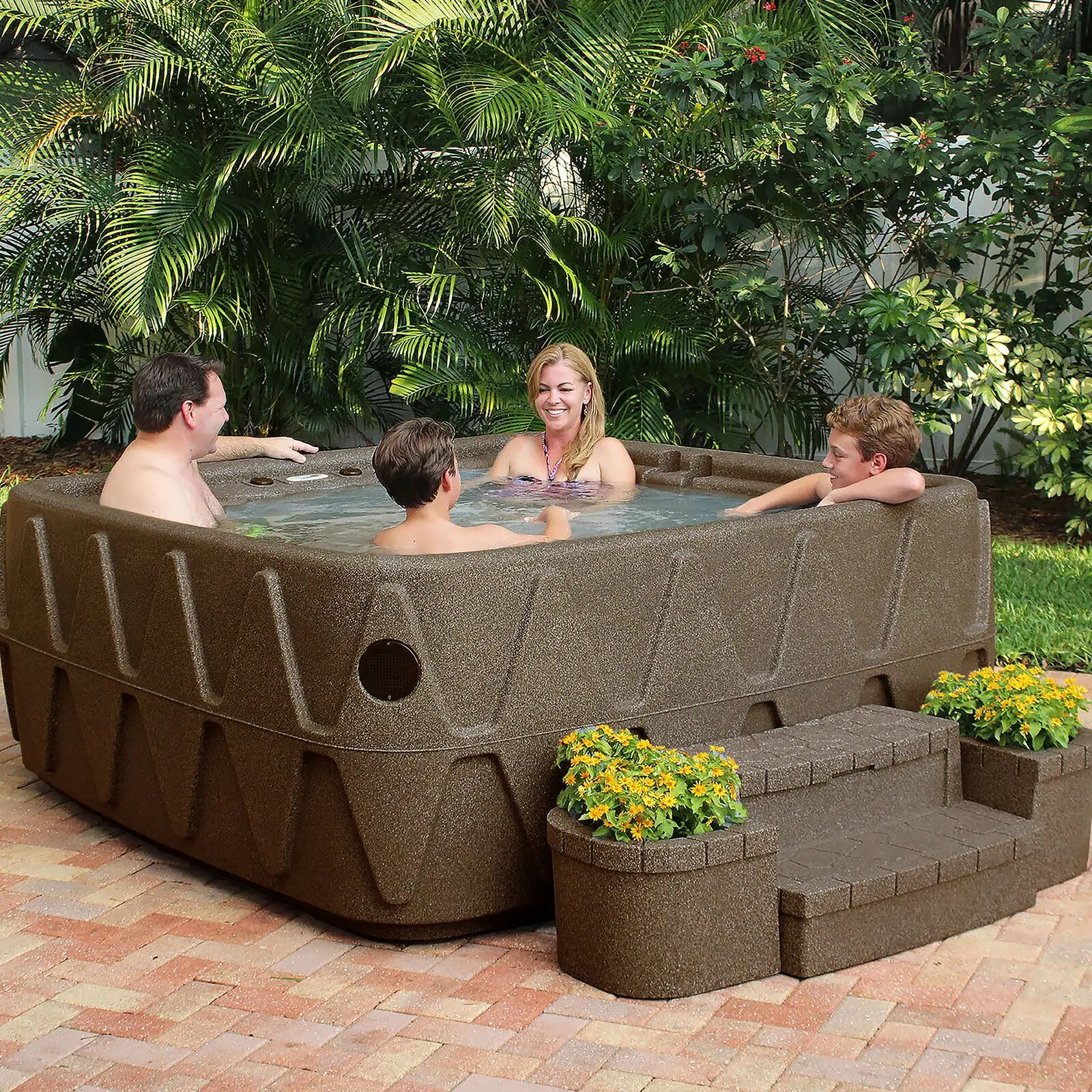 Aquarest Spas,Jet Square Plug And Play Hot Tub with Ozonator