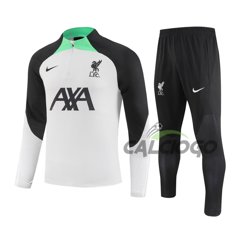 Tuta Calcio Liverpool Felpa Zips Bianco 2023-2024