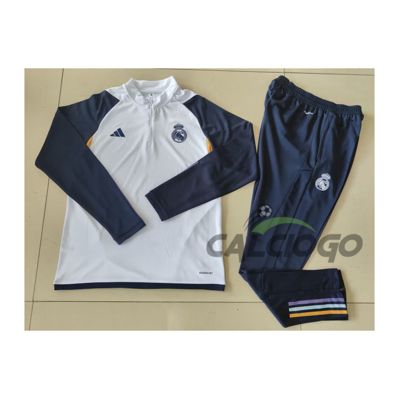 Tuta Real Madrid Felpa Zips Top Pantaloni 2023-2024