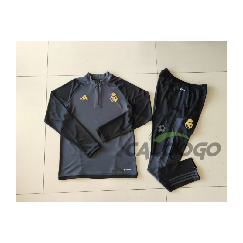 Tuta Real Madrid Felpa Zips Grigio Top 2023-2024