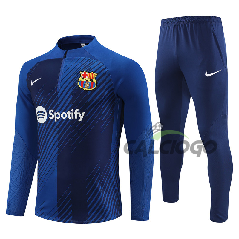 Tuta Calcio FC Barcellona Felpa Zips Blu 2023-2024