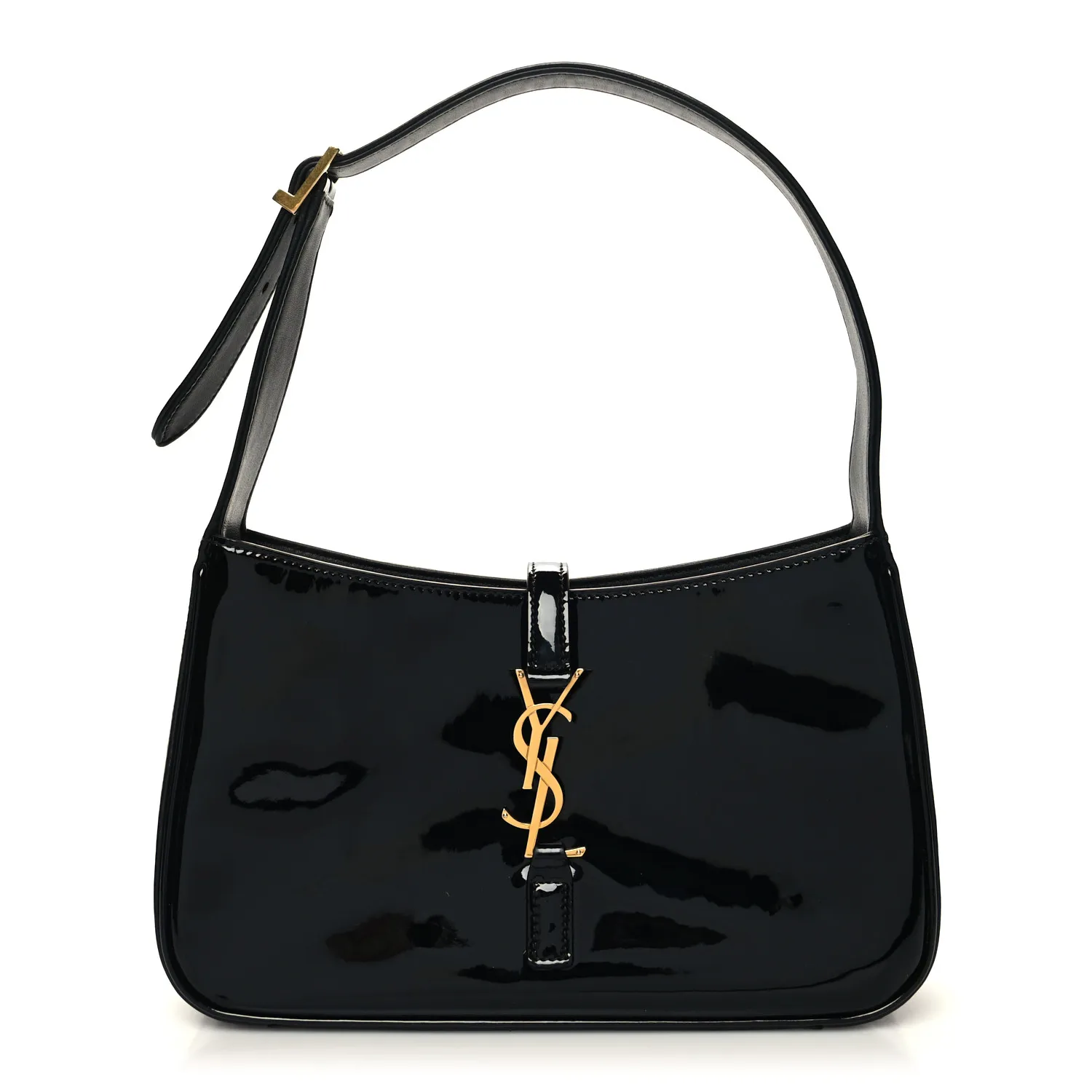 Saint Laurent Patent Le 5 A 7 Hobo Black