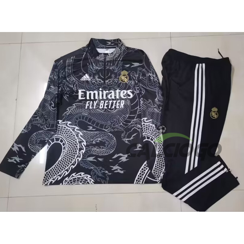 Tuta Calcio Real Madrid Felpa Zips Nero 2023-2024