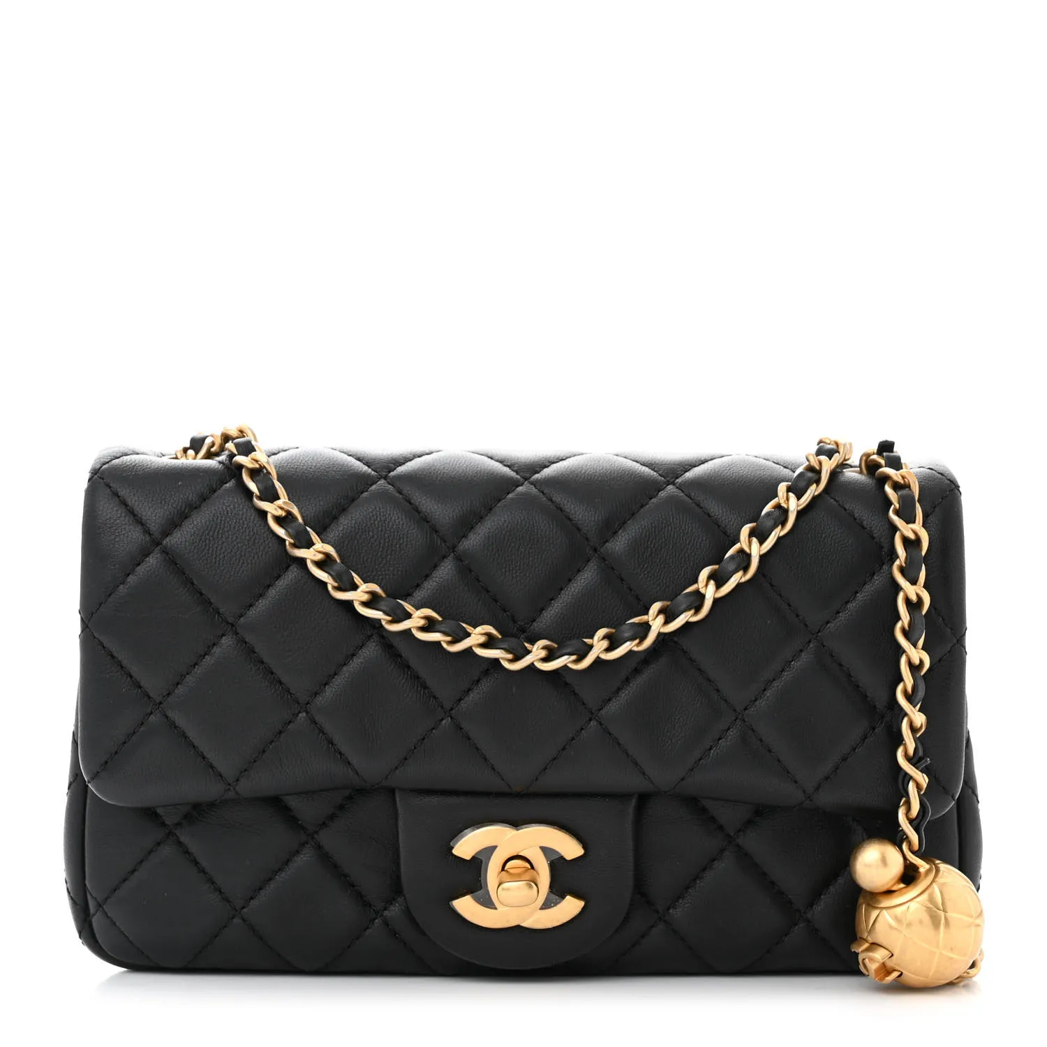 Chanel Lambskin Quilted Mini Rectangular Pearl Crush Flap Black