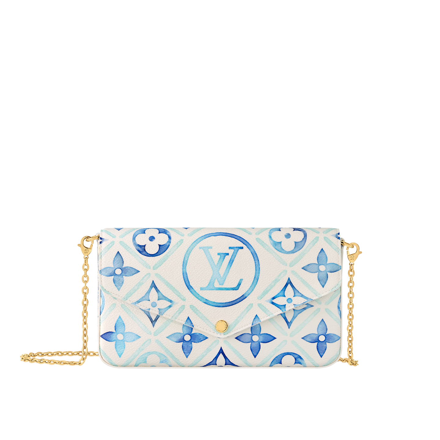 Louis Vuitton Felicie Pochette Bag Lagoon Blue with Gold Hardware