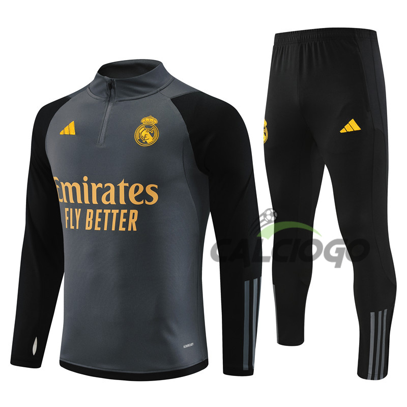Tuta Calcio Real Madrid Felpa Grigio 2023-2024