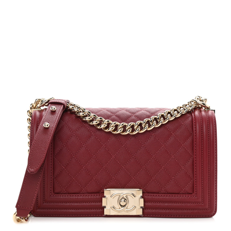 CHANEL Caviar Quilted Medium Boy Flap Burgundy