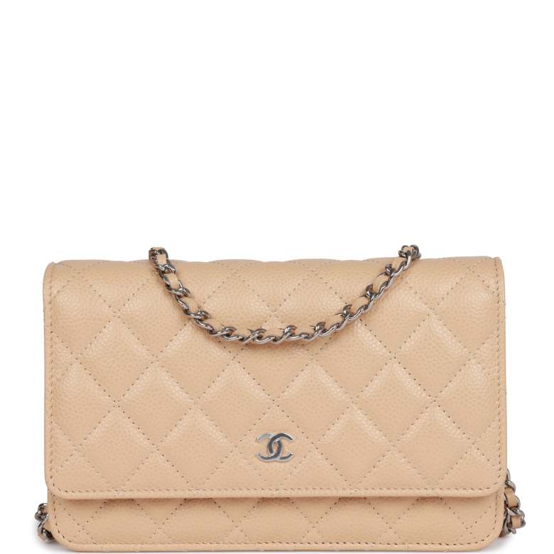 Chanel Wallet on Chain WOC Beige Caviar Silver Hardware