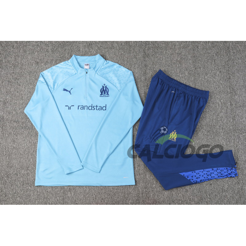 Tuta Marsiglia OM Felpa Zips Azzurro 2023-2024