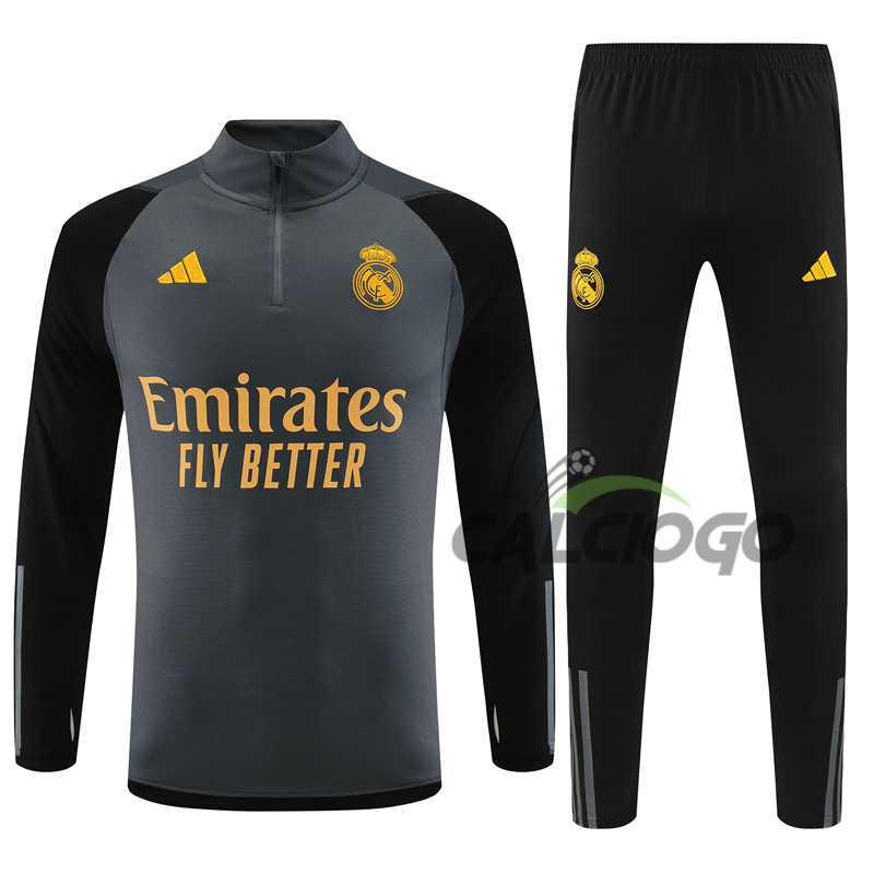 Tuta Calcio Real Madrid Felpa Grigio 2023-2024
