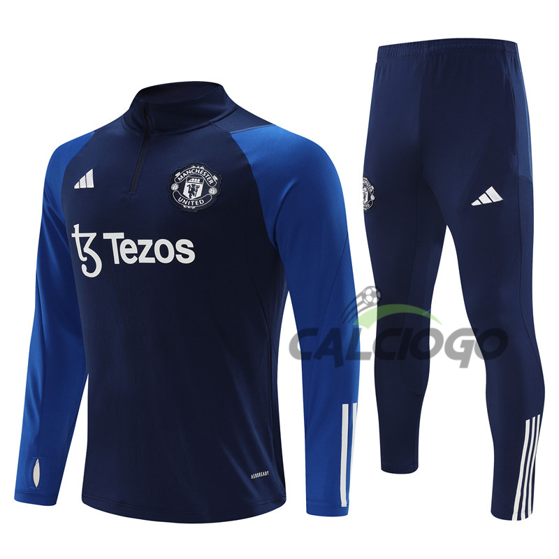 Tuta Manchester United Felpa Zips Blu 2023-2024