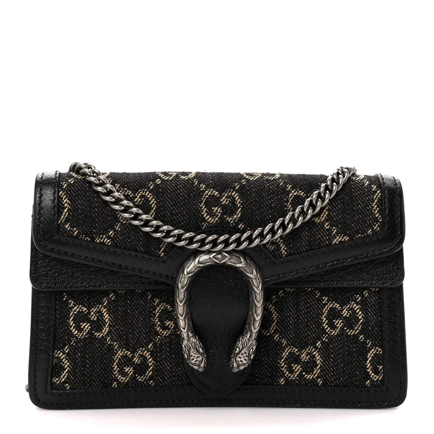 Gucci Super Mini Dionysus Shoulder Bag Black Ivory