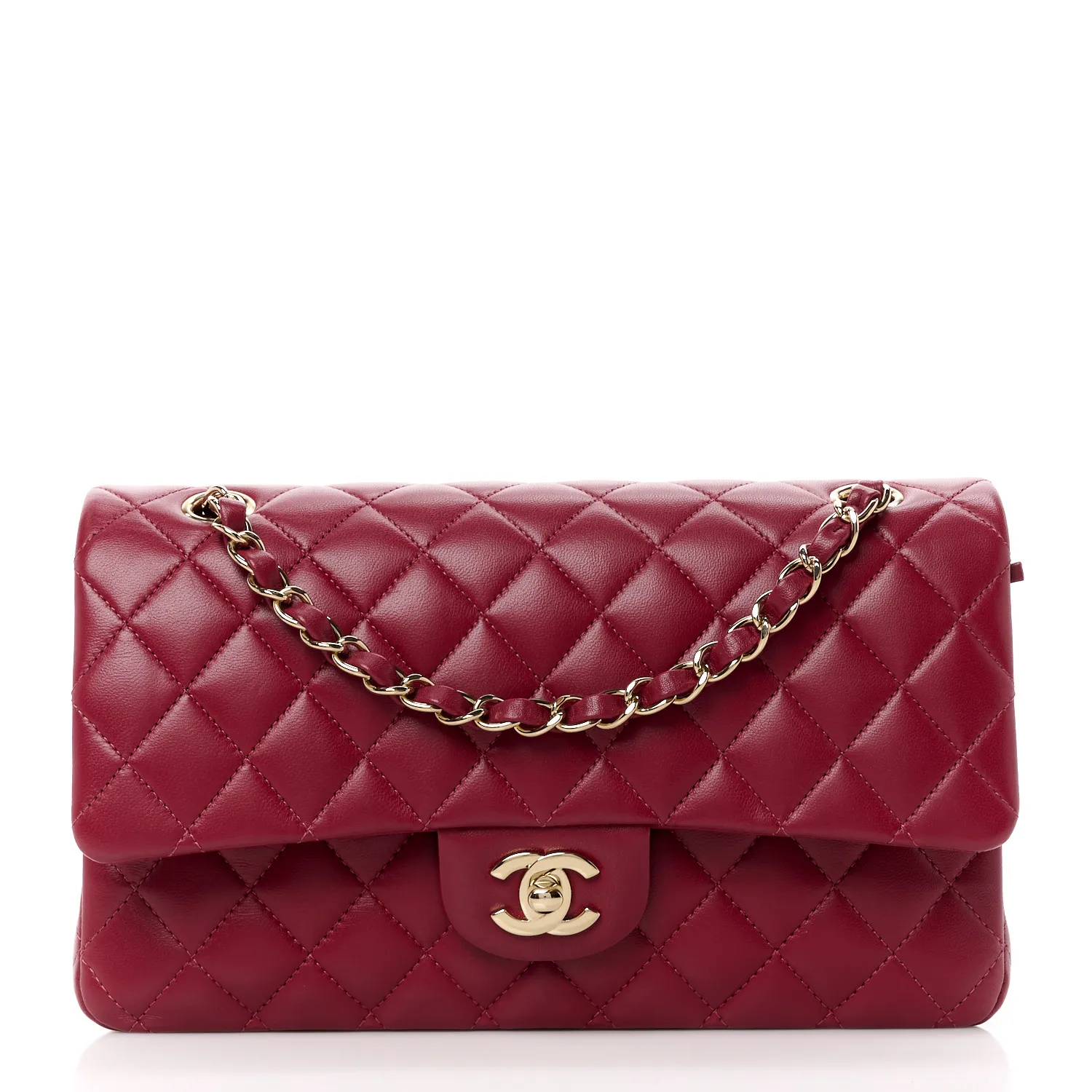 Chanel Lambskin Quilted Medium Double Flap Burgundy