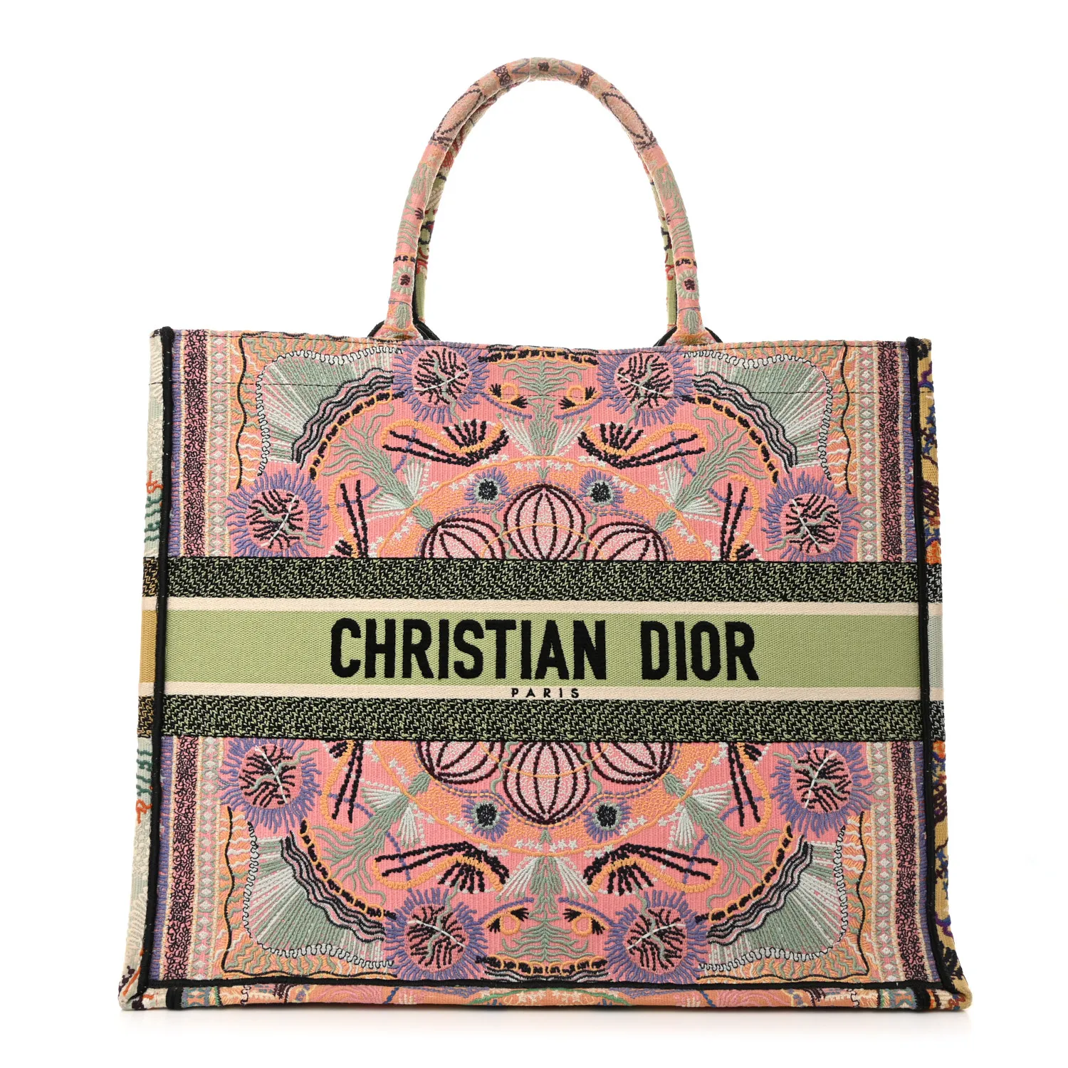 DIOR Canvas Embroidered Large In Lights Book Tote Multicolor