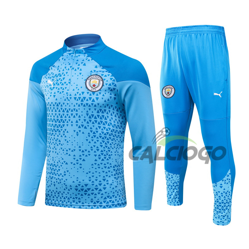 Tuta Calcio Manchester City Felpa Azzurro 2023-2024