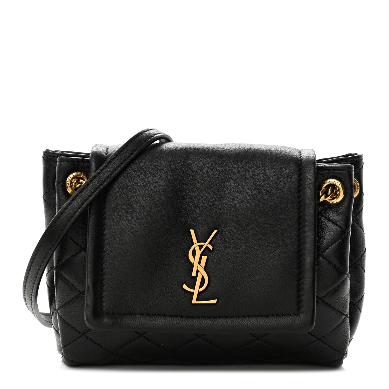 Saint Laurent Lambskin Quilted Monogram Mini Nolita Black