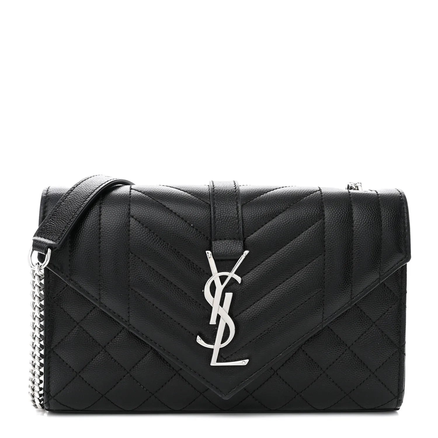 Saint Laurent Grain De Poudre Textured Mixed Matelasse Triquilt Small Monogram Satchel Black