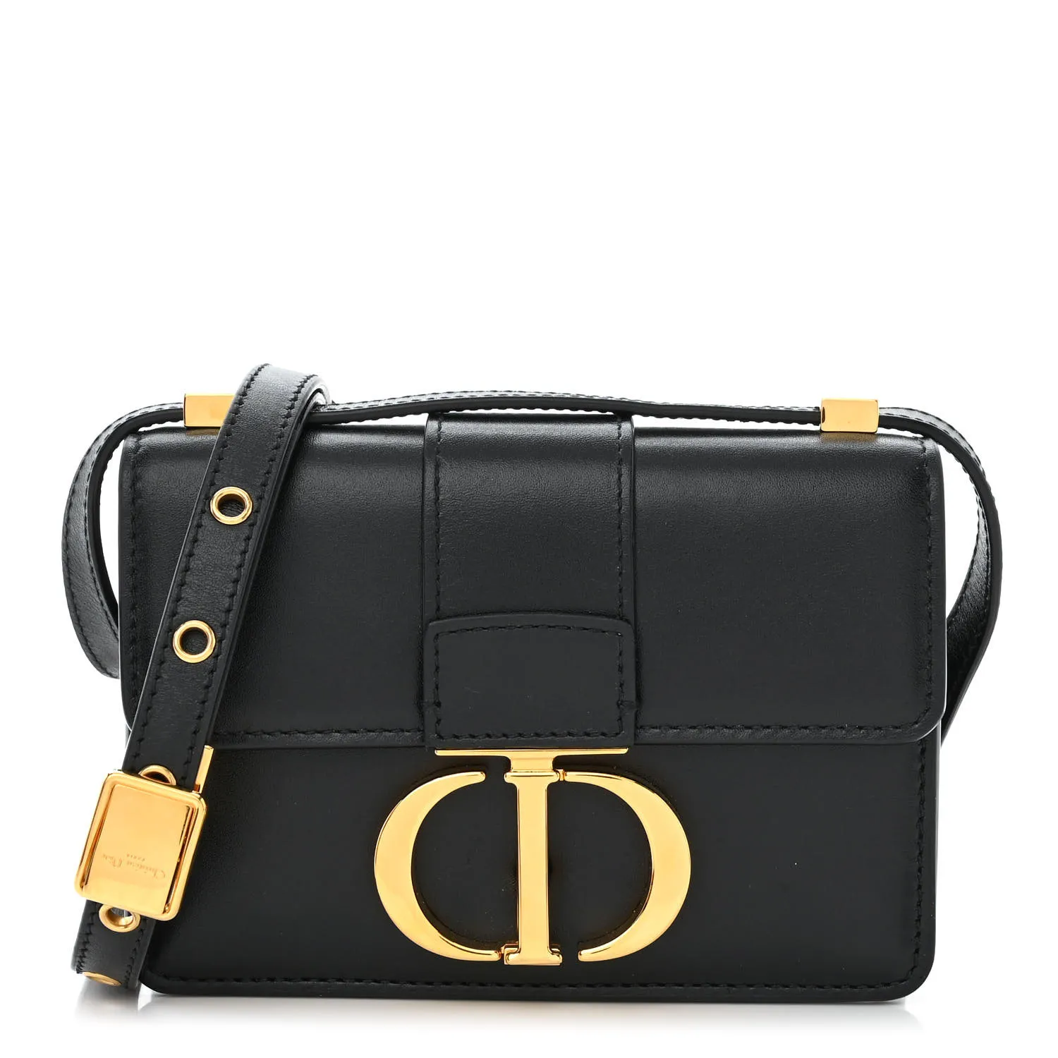 DIOR Smooth Calfskin Micro 30 Montaigne Flap Bag Black