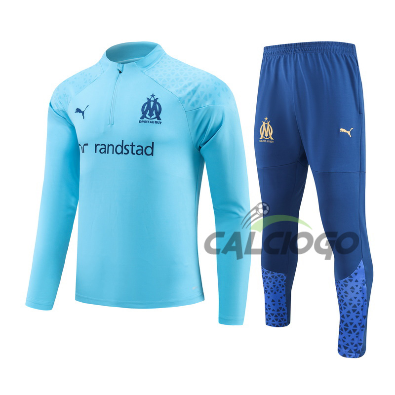 Tuta Marsiglia OM Felpa Zips Azzurro 2023-2024
