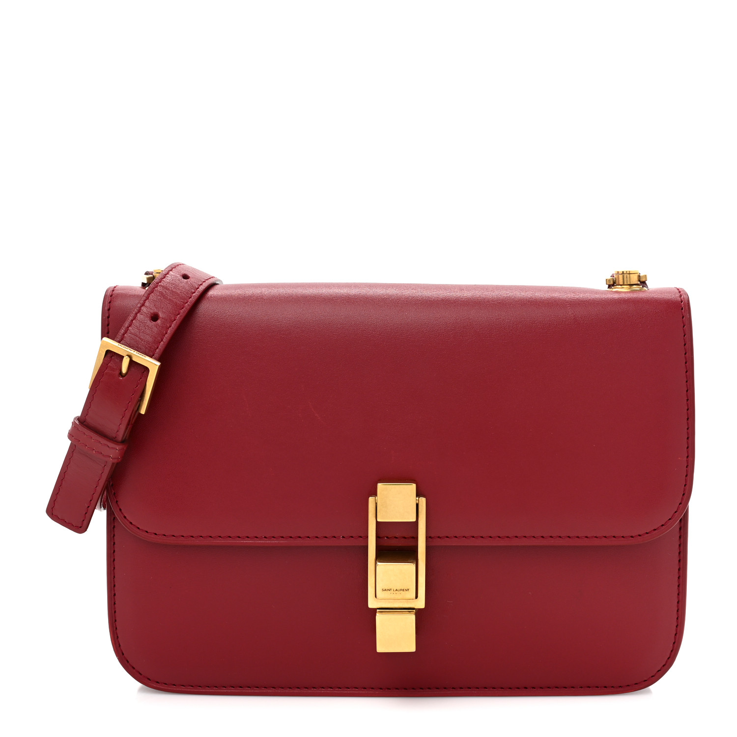 Saint Laurent Box Calfskin Le Carre Satchel Opyum Red