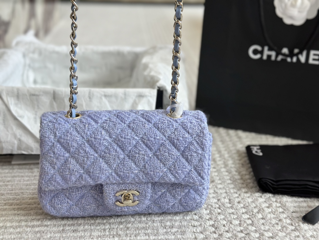 Chanel Mini Lilac Tweed with golden threads