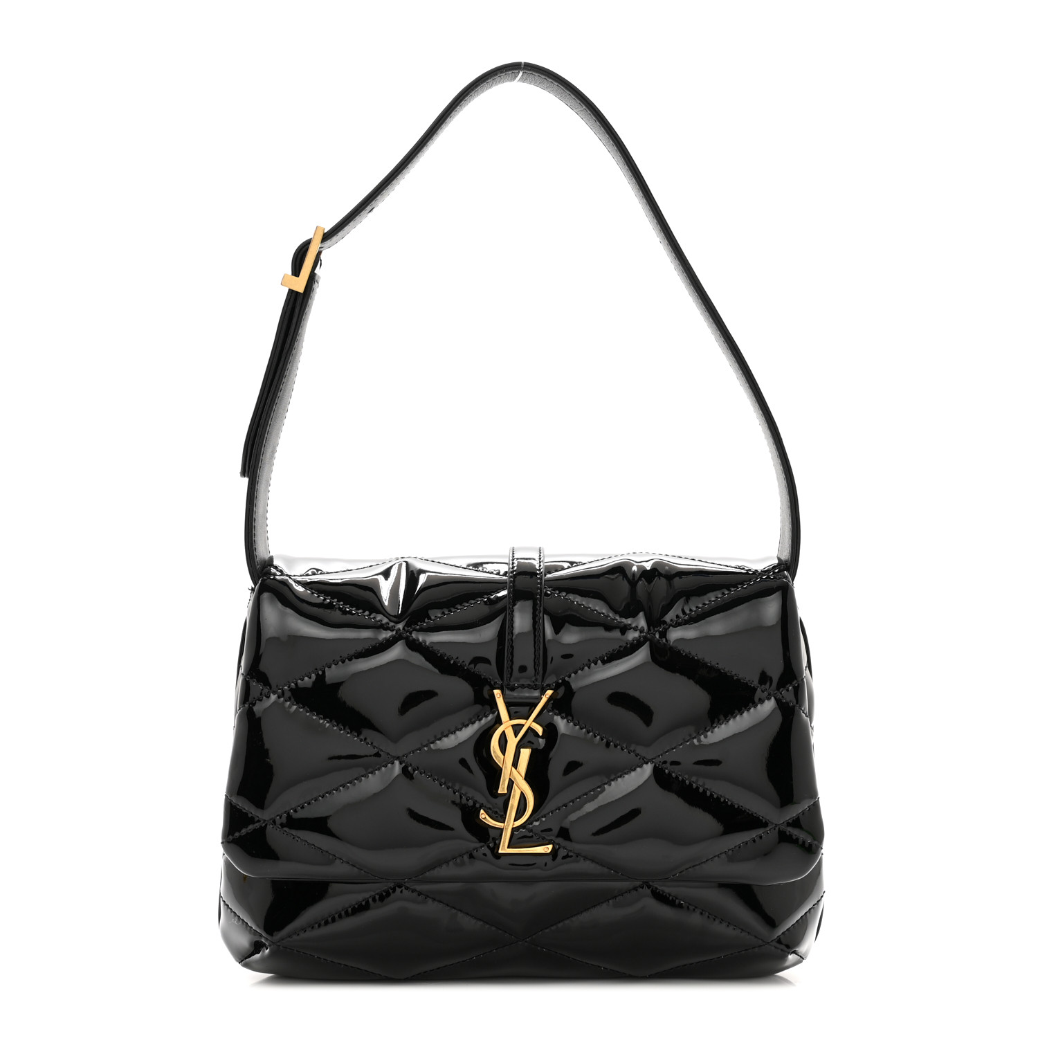 Saint Laurent Patent Quilted Le 57 Diamond Shoulder Bag Black