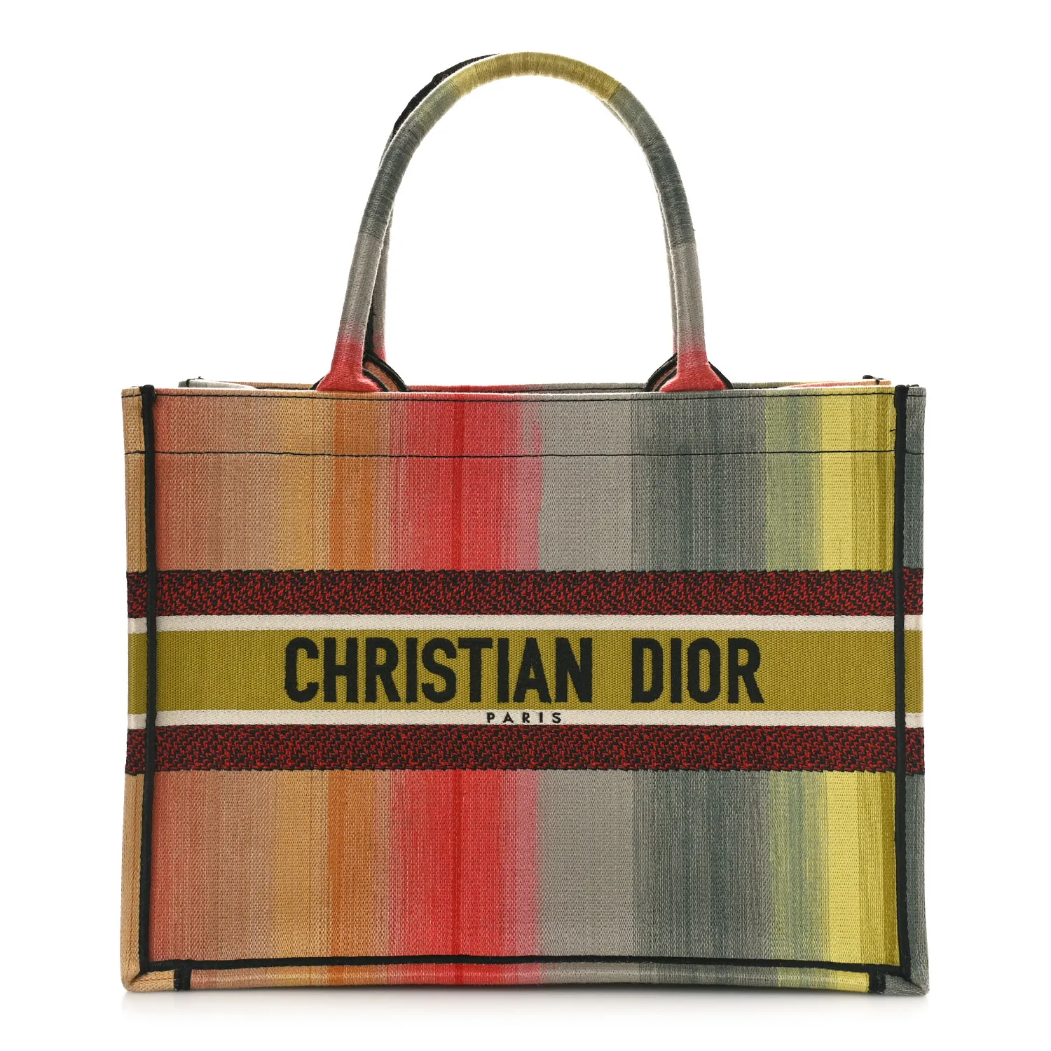 DIOR Canvas Embroidered Medium Dioraura Book Tote Multicolor