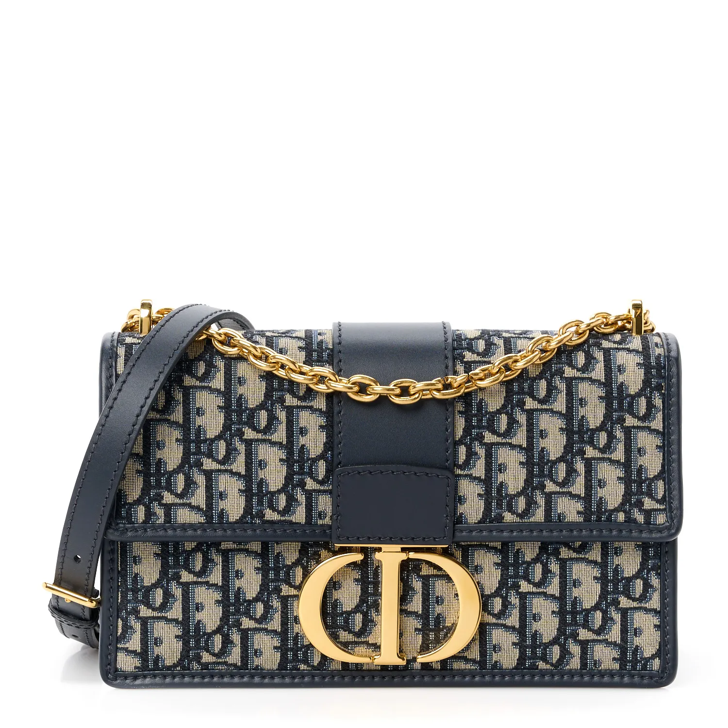 Dior 30 Montaigne Chain Bag Blue Dior Oblique Jacquard