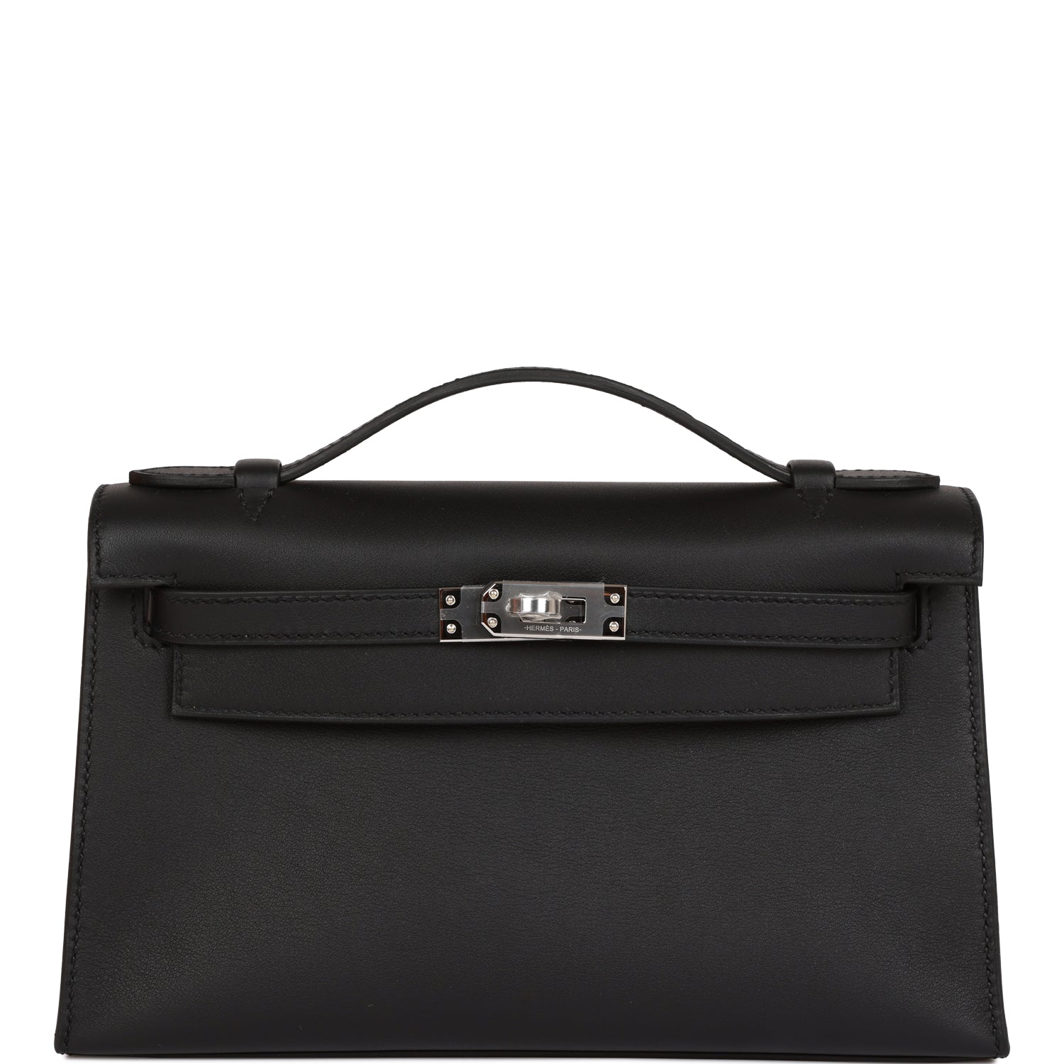 Hermès Kelly Pochette Black Swift Palladium Hardware