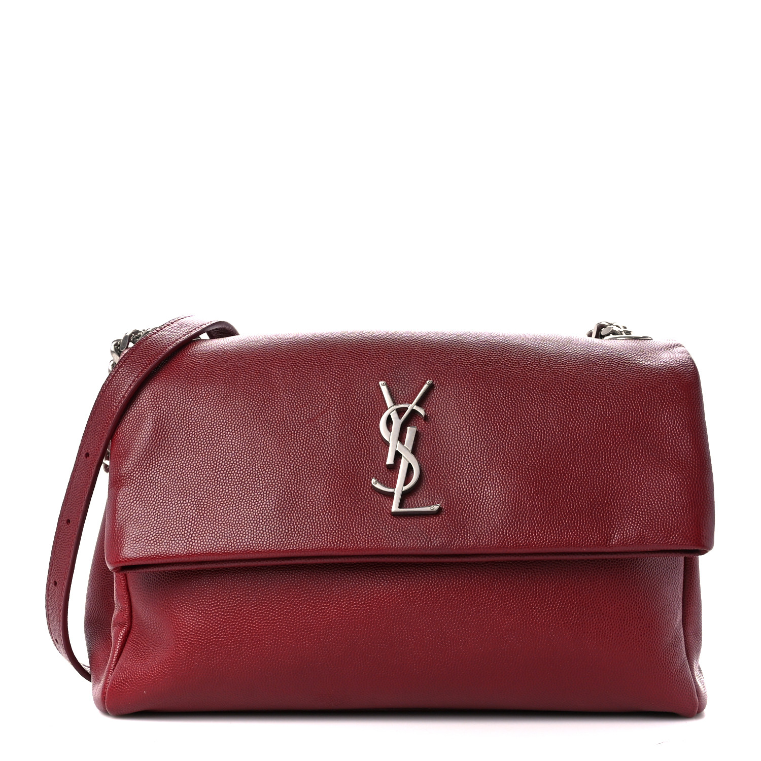 Saint Laurent Grain De Poudre Medium West Hollywood Monogram Fold-Over Palissandre