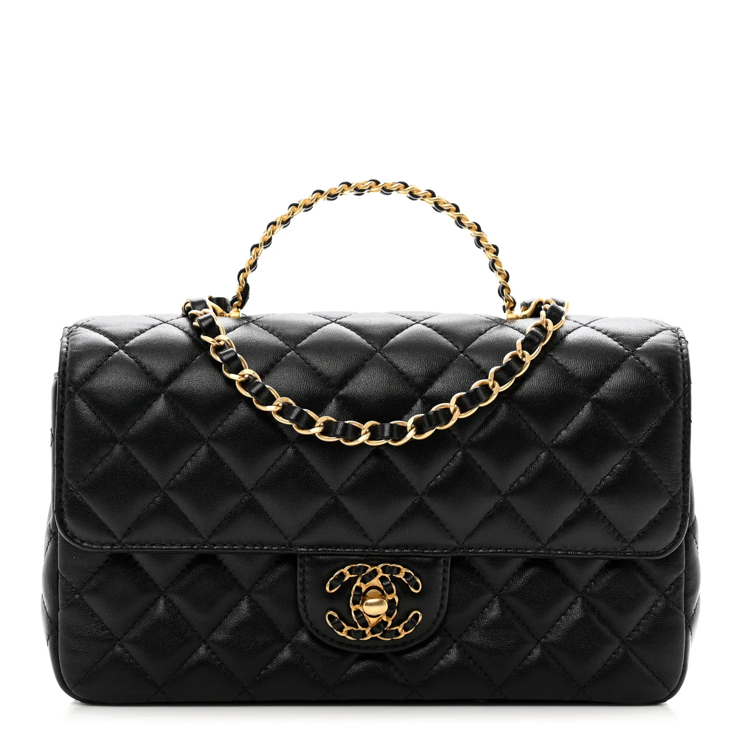 CHANEL Lambskin Quilted Small Strass On Top Flap Bag