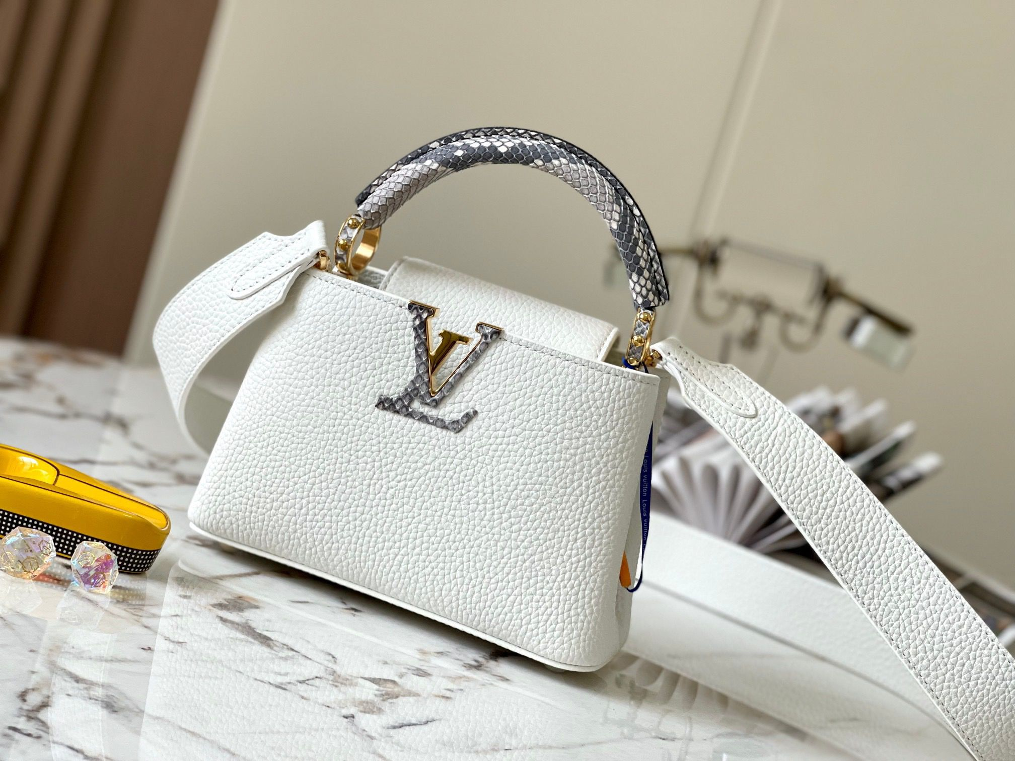 Louis Vuitton LV Capucines Collection Mini Handbag white shoulder bag