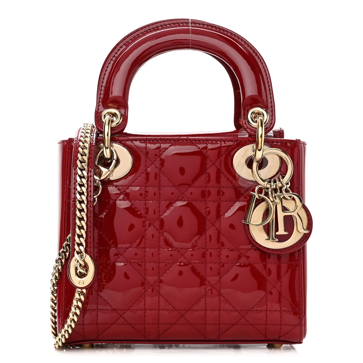 DIOR Patent Cannage Mini Lady Dior Red