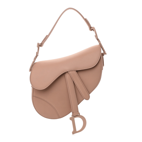 Grained Calfskin Mini Saddle Bag Blush