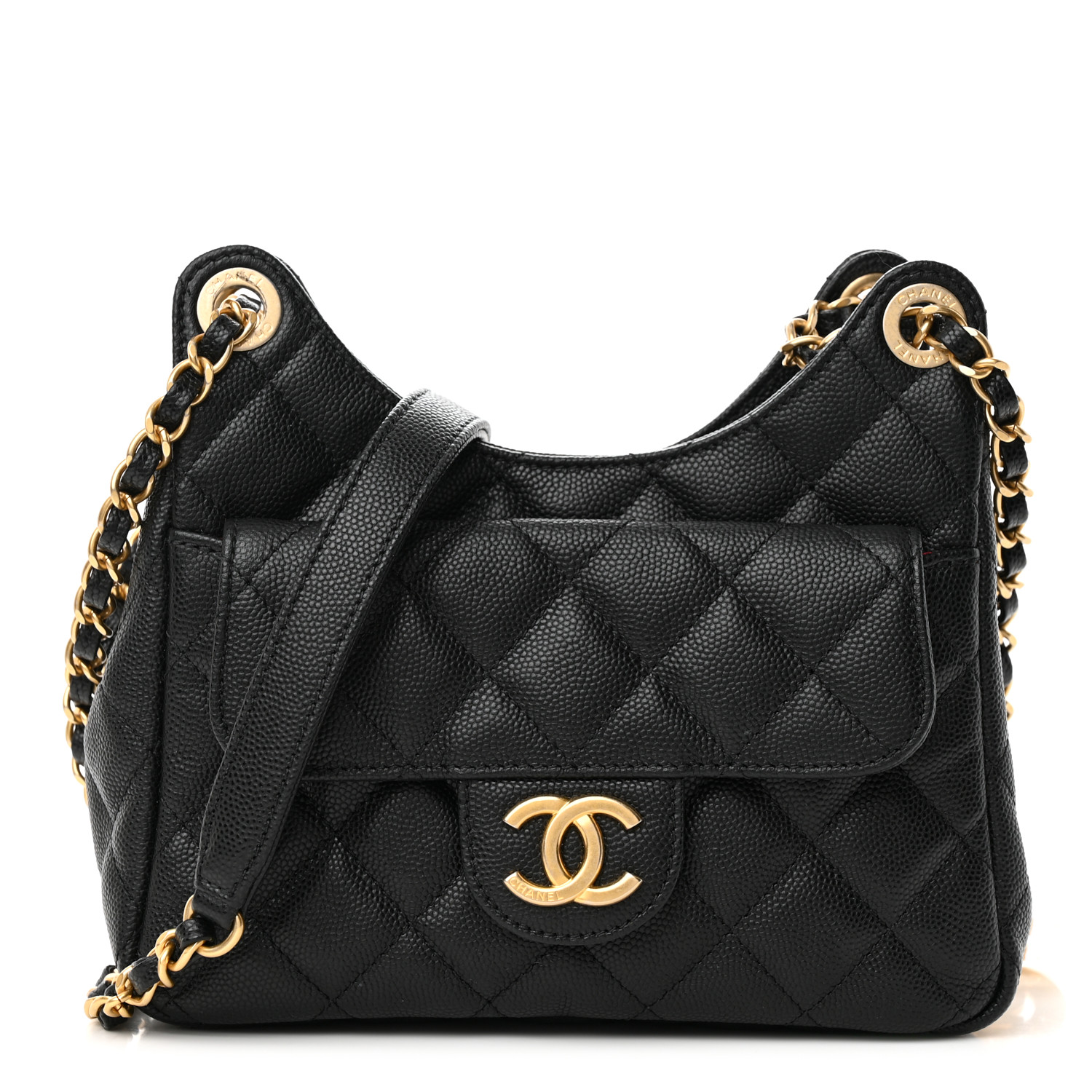 CHANEL Caviar Quilted Small Wavy CC Hobo