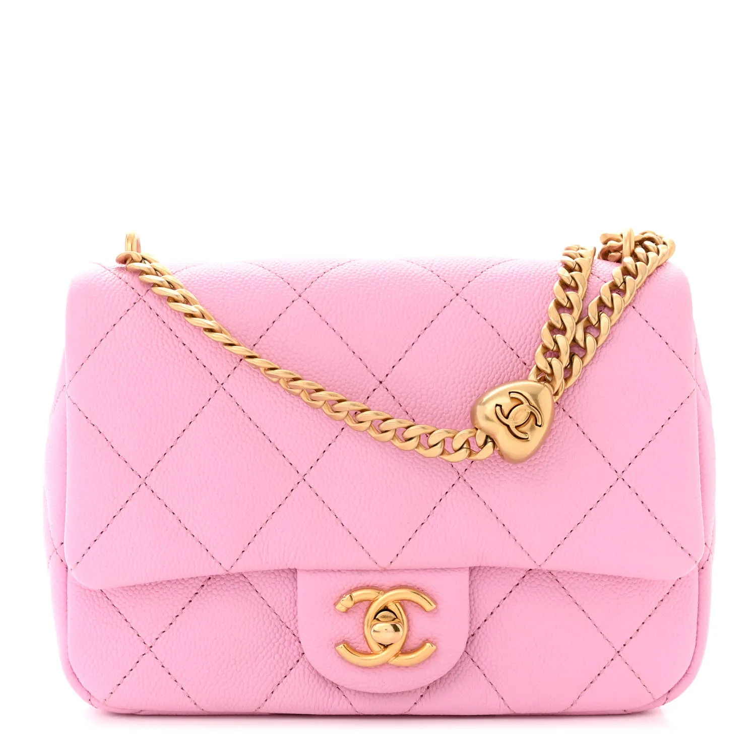 CHANEL Caviar Quilted Mini Sweetheart Flap Lilac