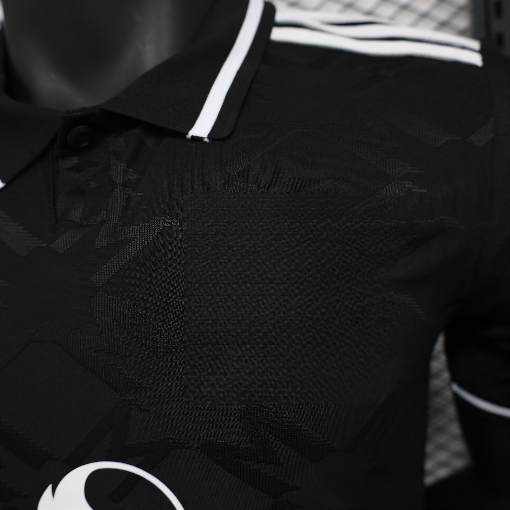 Black Vintage Football Shirt Detail View