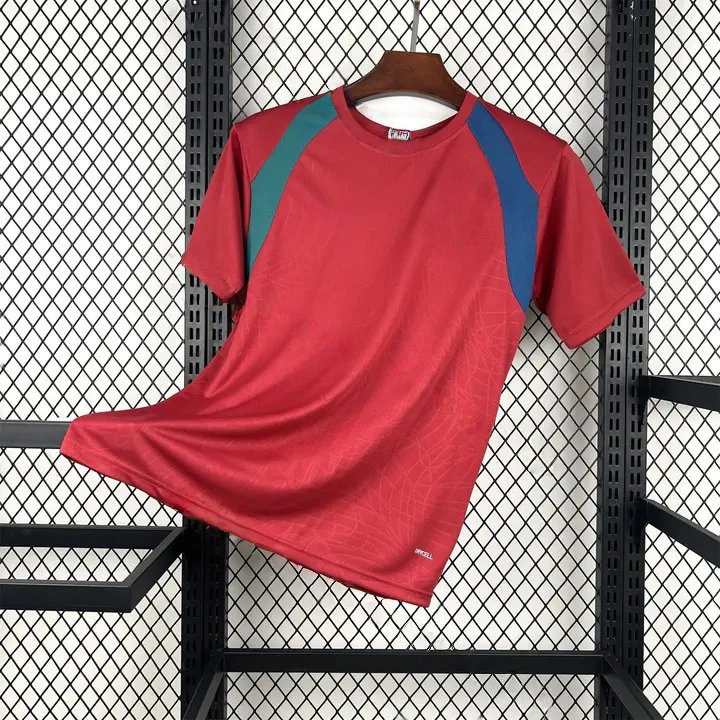 Portugal 2026 Pre-Match Maroon With Blue Green Jersey   Fans Version