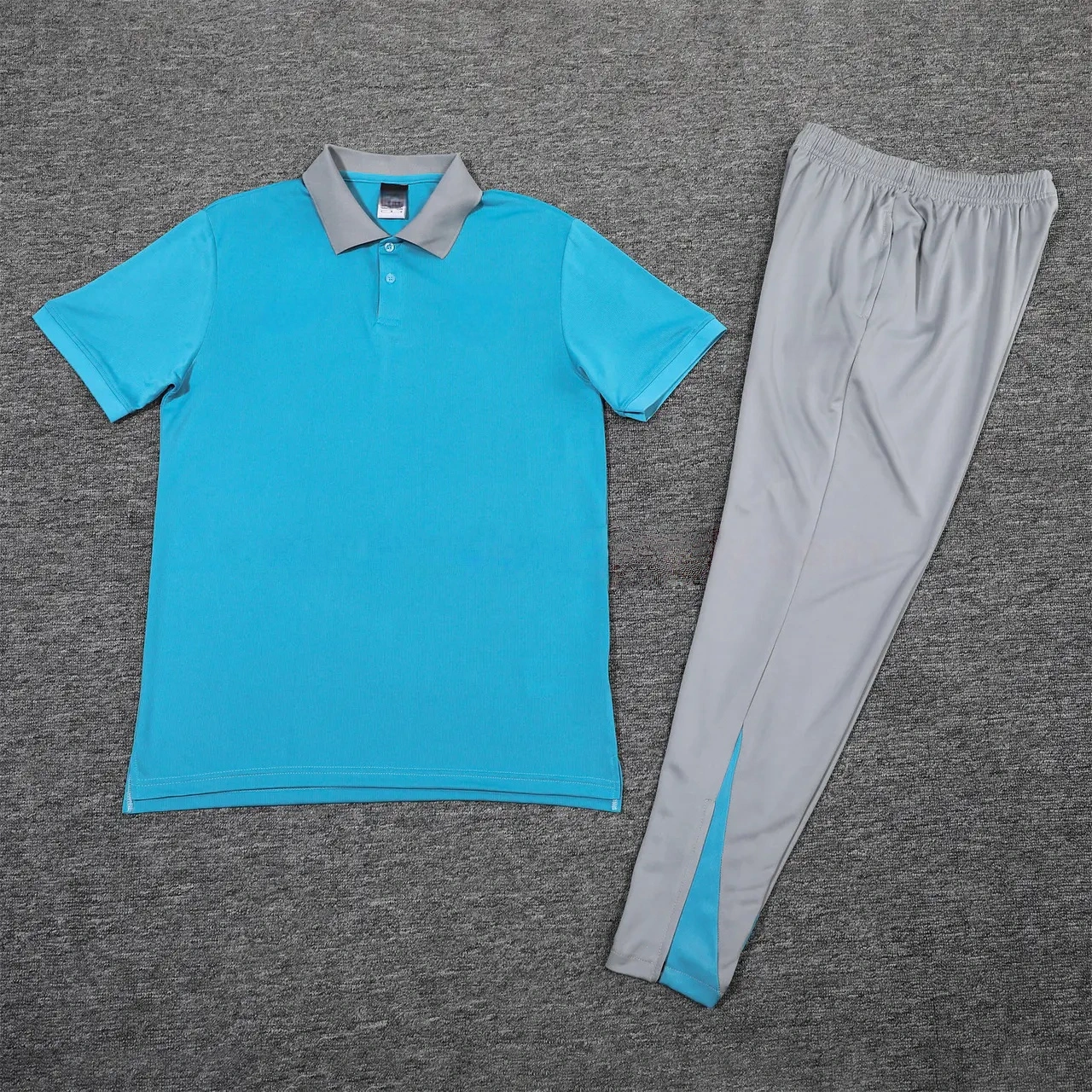 Atletico Madrid 25-26 POLO Short-Sleeve Training Set - Blue Top and Grey Pants-CKK-1