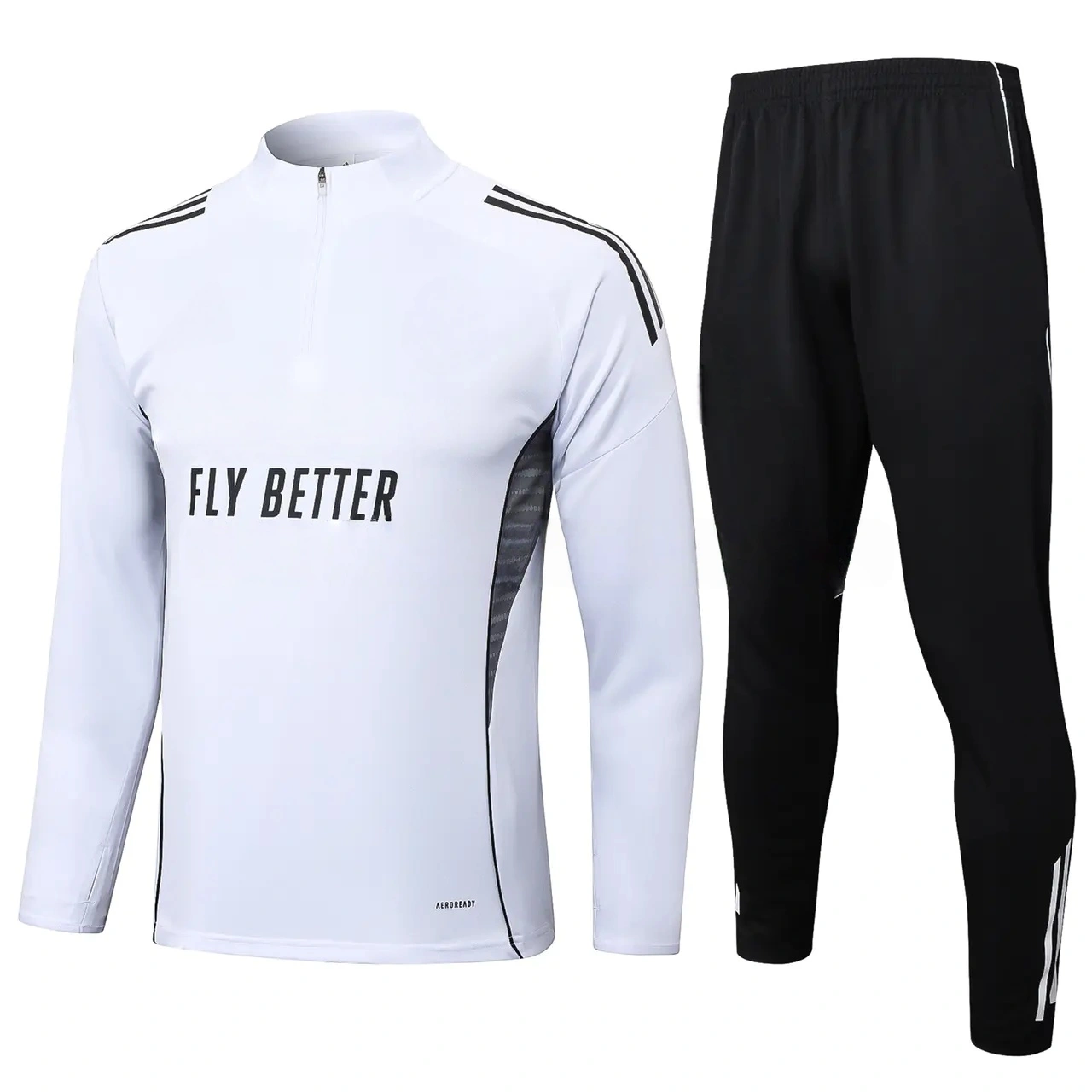 Real Madrid 25-26 Long Sleeve Training Set - White Top and Black Pants-CKK-1