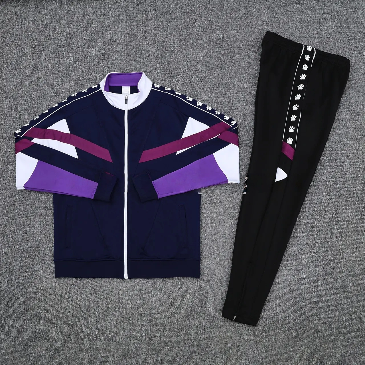 Real Madrid 25-26 Throwback Jacket Training Tracksuit - Deep Blue and Purple Jackets & Black Pants-CKK-1