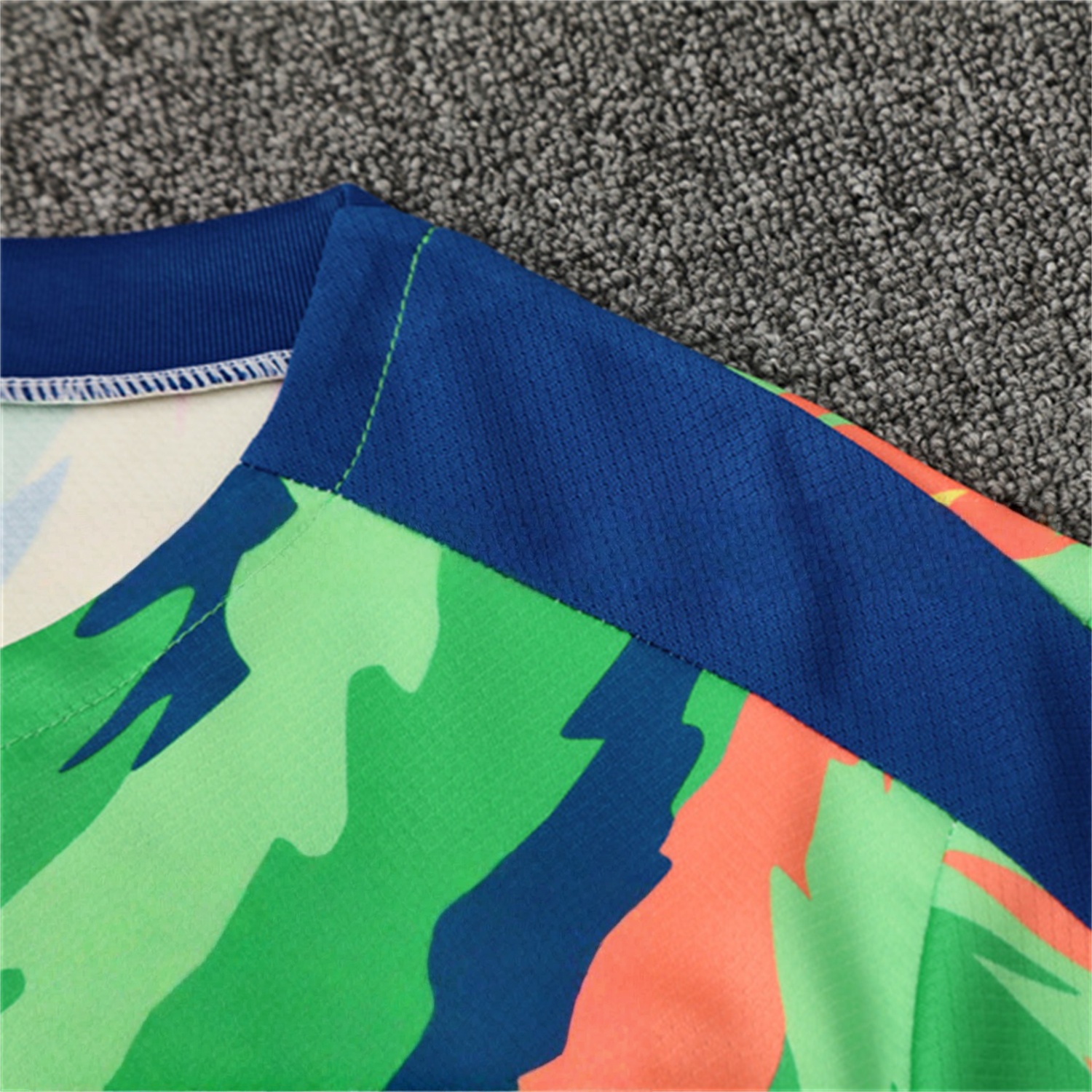 Brazil 25-26 Short-Sleeve Training Set - Blue Green Camouflage Top & Blue Shorts