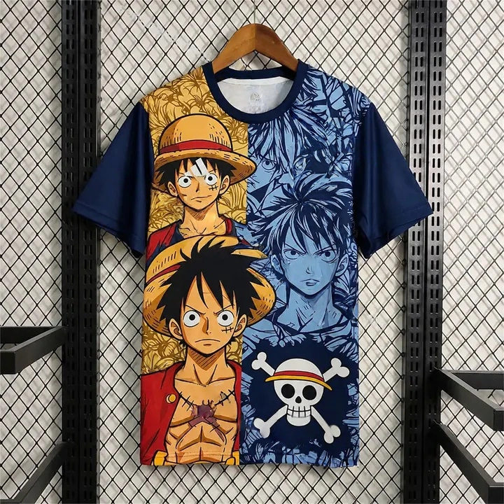 Japan 2026 Luffy Skull Blue Yellow Special Jersey   Fans Version